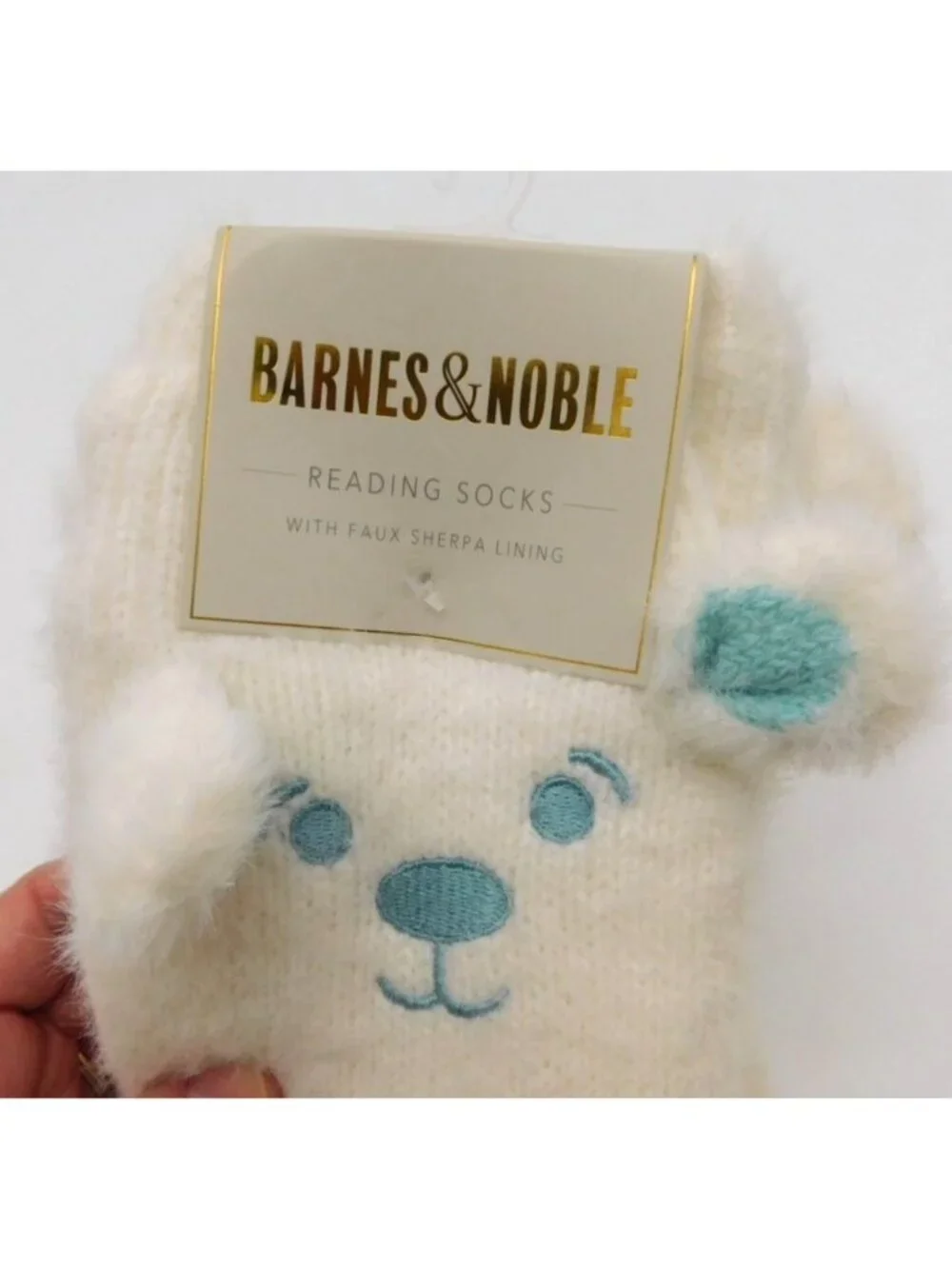 Barnes & Noble Reading Socks With Faux Sherpa Lining Polar Bear Size 9 - 11